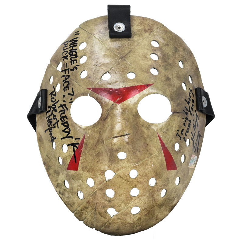 Robert Englund, Ken Kirzinger Autographed Freddy vs Jason Mask with Inscriptions