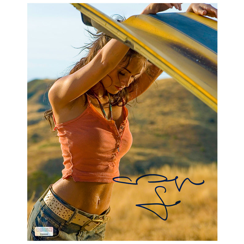 Megan Fox Autographed Transformers Mikaela Bumblebee 8x10 Scene Photo