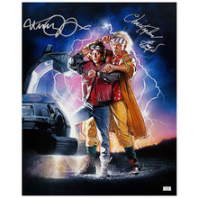Load image into Gallery viewer, Michael J. Fox, Christopher Lloyd Autographed Back to the Future II Marty McFly, Doc Brown 16x20 Poster Art