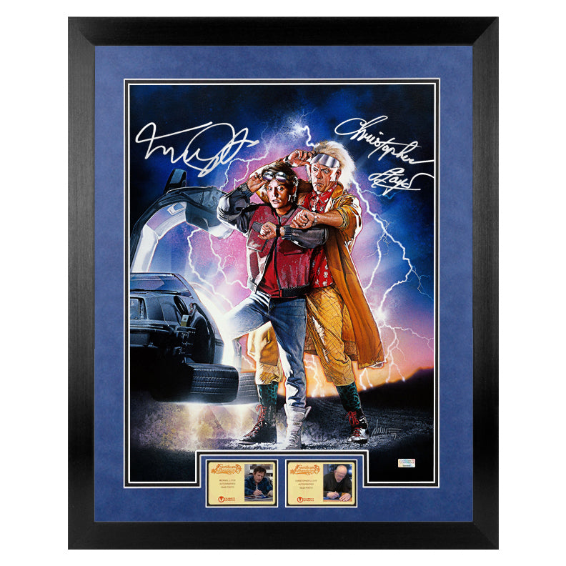 Michael J. Fox, Christopher Lloyd Autographed Back to the Future II Marty McFly, Doc Brown 16x20 Poster Art