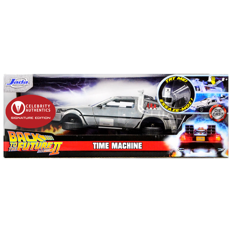 Michael J. Fox, Christopher Lloyd Autographed Back to the Future 1:24 Scale Die-Cast Flying Time Machine DeLorean