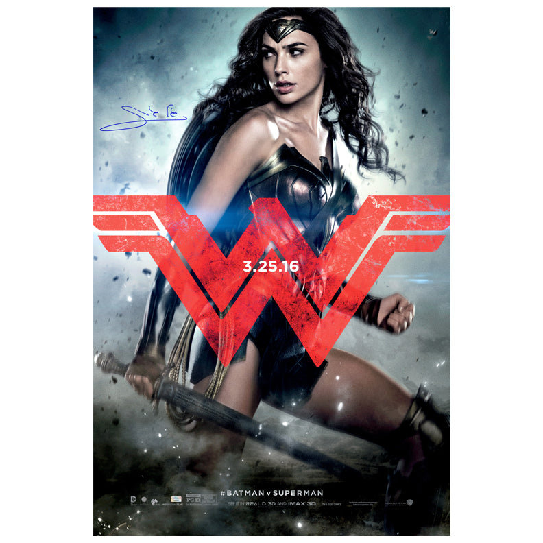 Gal Gadot Autographed Batman vs Superman Wonder Woman Original Double-Sided 27×40 Movie Poster