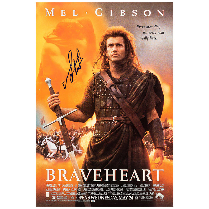 Mel Gibson Autographed 1995 Braveheart 27x40 Single-Sided Movie Poster