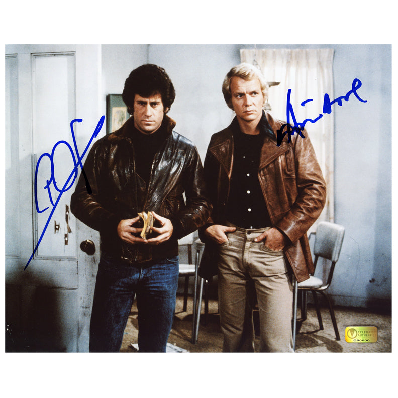 David Soul and Paul Michael Glaser Autographed Starsky and Hutch 8x10 Scene Photo