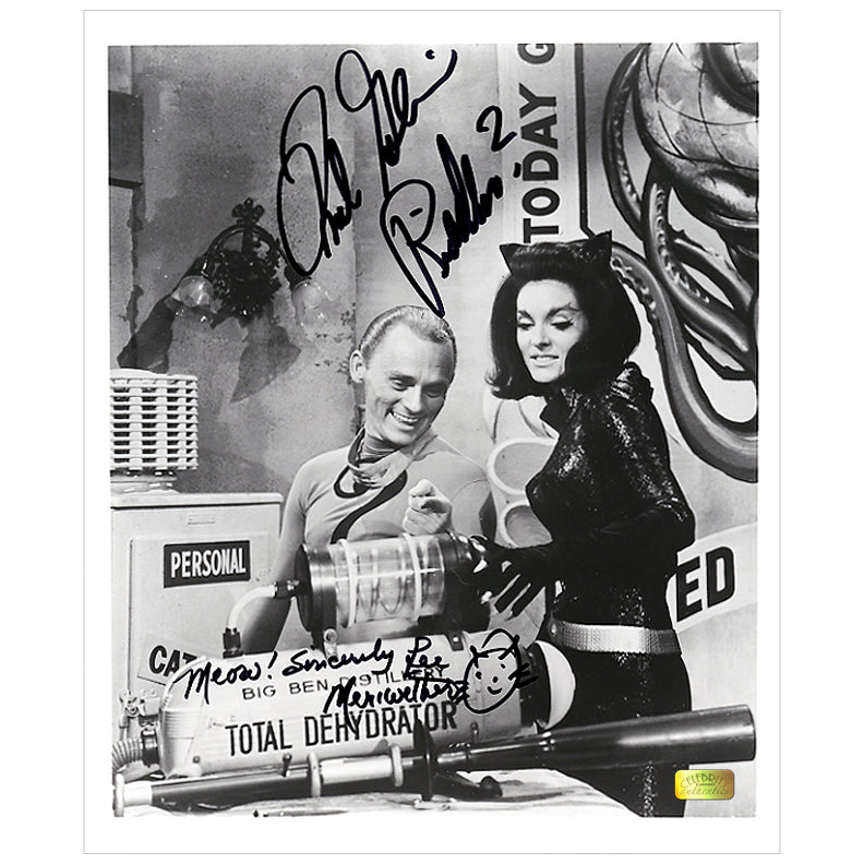 Frank Gorshin and Lee Meriwether Autographed 8×10 Riddler and Catwoman Dehydrator Photo