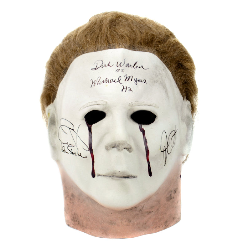 Jamie Lee Curtis, John Carpenter and Dick Warlock Autographed Halloween II Michael Myers Mask