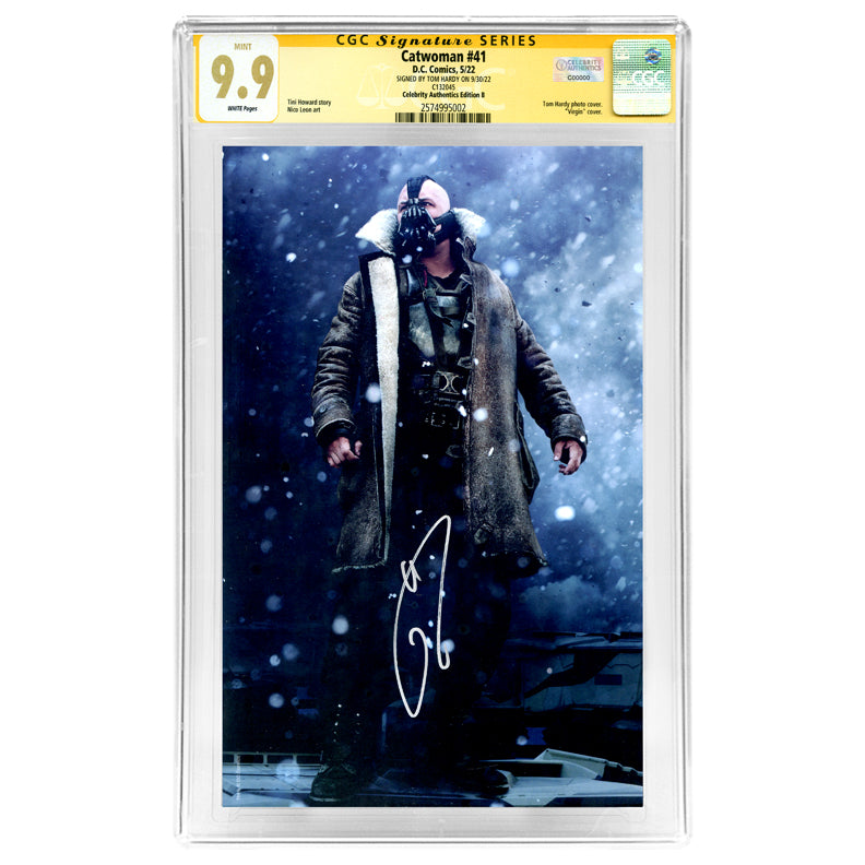 Tom Hardy Autographed 2022 Catwoman #41 CA Exclusive The Dark Knight Rises Bane Virgin Photo Cover Variant CGC SS 9.9