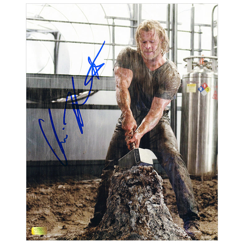 Chris Hemsworth Autographed Thor Mjolnir Hammer 8x10 Photo