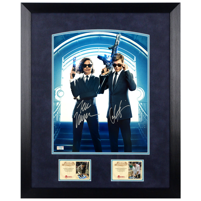 Tessa Thompson, Chris Hemsworth Autographed Men in Black: International Agent H and M 11x14 Framed Photo