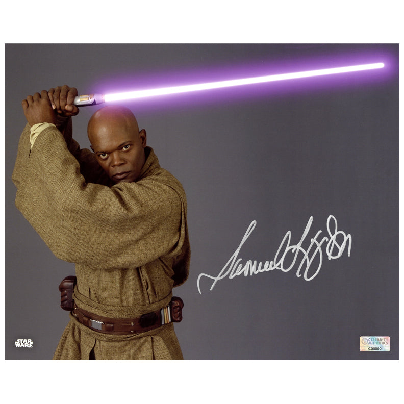 Samuel L. Jackson Autographed Star Wars Mace Windu 8x10 Close Up