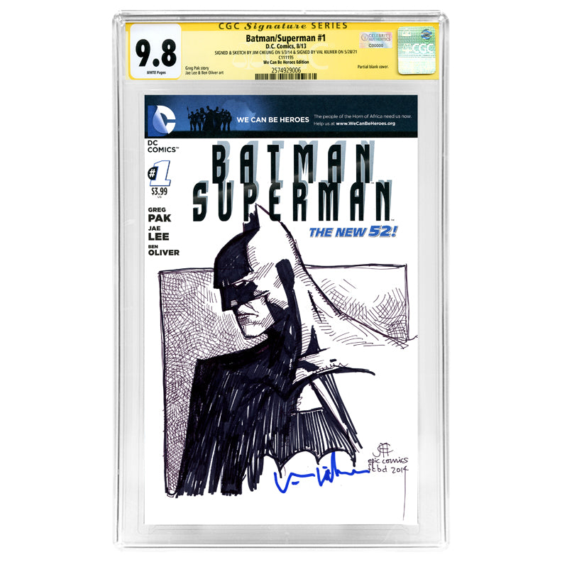 Val Kilmer Autographed 2013 Batman/Superman #1 with Original Jim Cheung Sketch CGC SS 9.8 (mint)