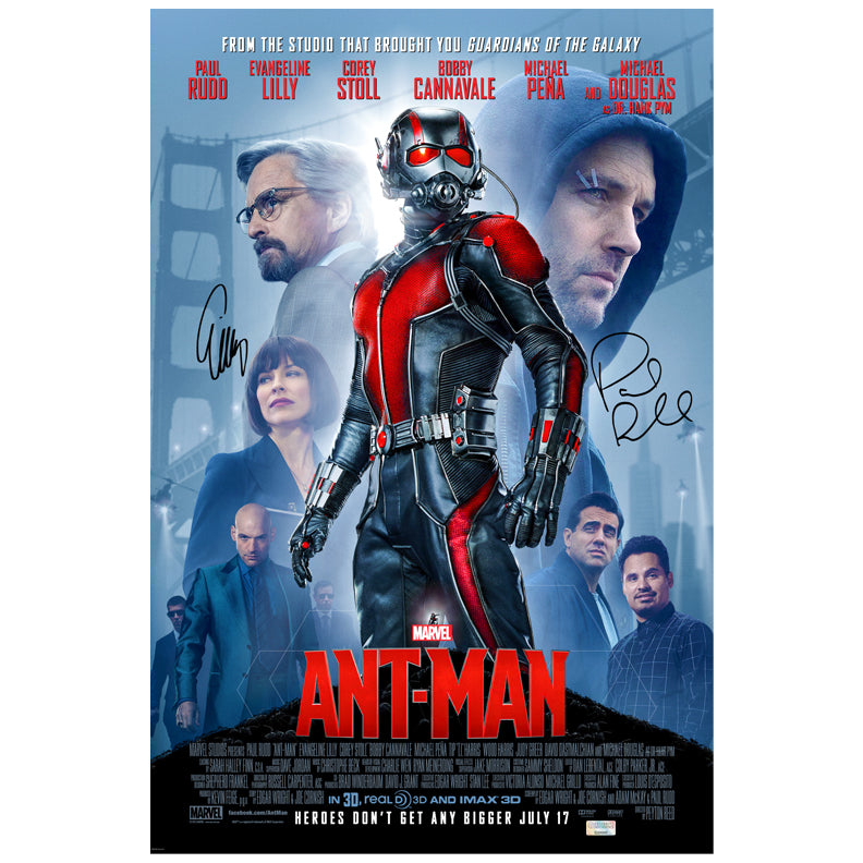 Paul Rudd and Evangeline Lilly Autographed Ant-Man 16x24 Movie Poster