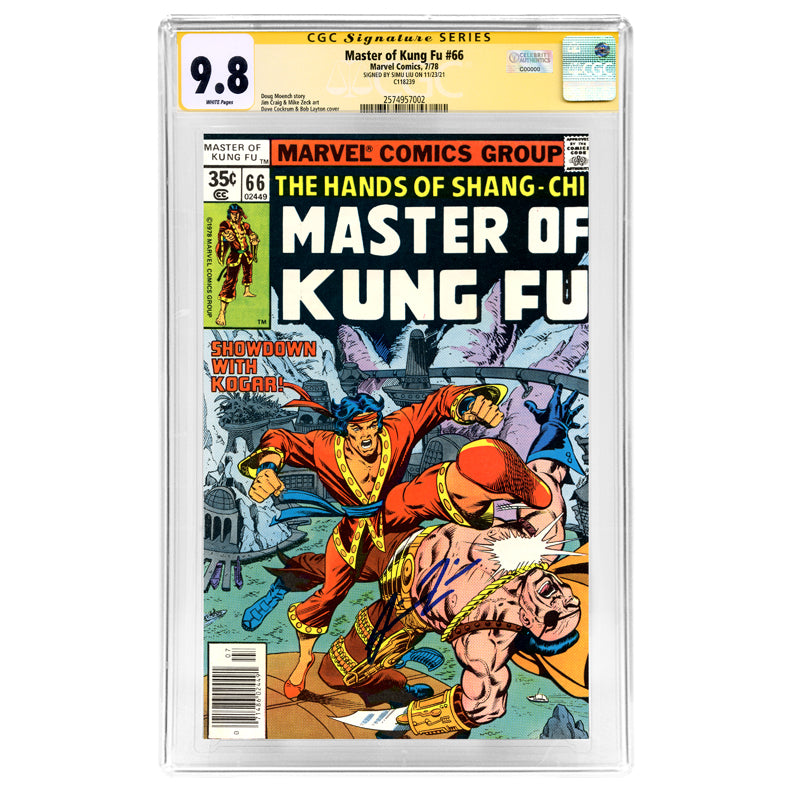 Simu Liu Autographed 1978 Master of Kung Fu #66 CGC SS 9.8 (mint)