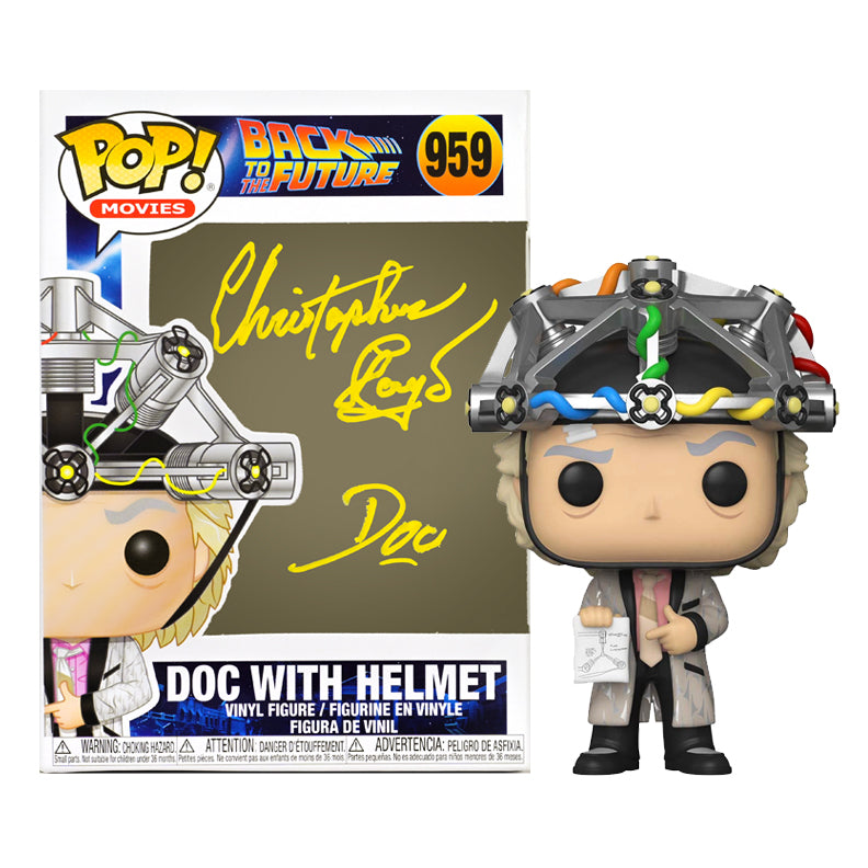 Christopher Lloyd Autographed Back to The Future Doc With Helmet POP Vinyl #959