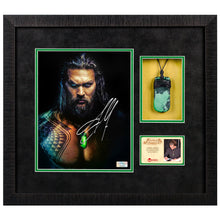 Load image into Gallery viewer, Jason Momoa Autographed 2019 Aquaman 8x10 Photo With Aquaman Pendant Framed Display