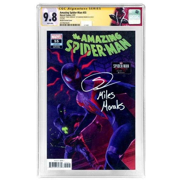 Shameik Moore Autographed 2021 Amazing Spider-Man #55 Horton Variant Miles Morales Cover CGC SS 9.8