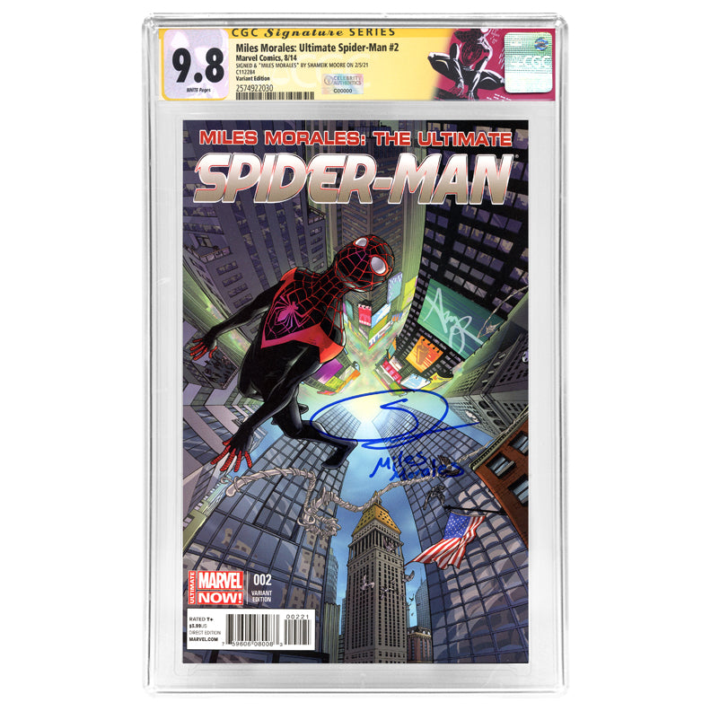 Shameik Moore Autographed 2014 Miles Morales: Ultimate Spider-Man #2 Variant 1:25 Cover CGC SS 9.8 (mint)