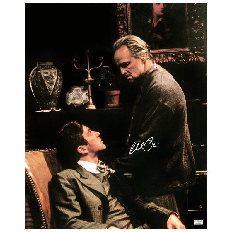 Al Pacino Autographed The Godfather Don Vito and Michael Corleone 16x20 Scene Photo