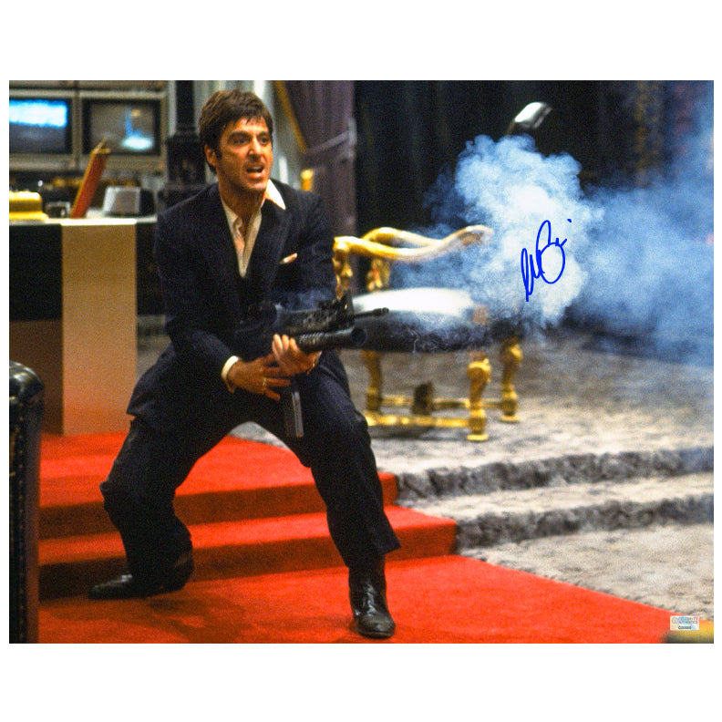 Al Pacino Autographed Scarface Tony Montana My Little Friend 16x20 Action Photo