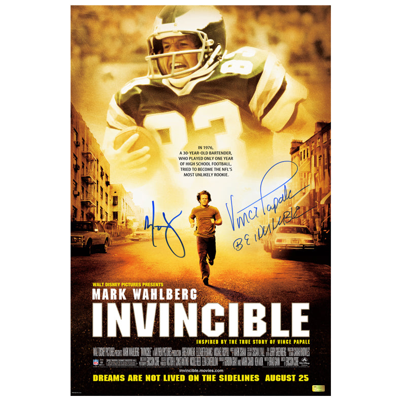 Mark Wahlberg and Vince Papale Autographed Invincible 16x24 Movie Poster
