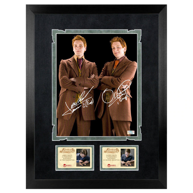 Oliver & James Phelps Autographed Harry Potter Fred & George Weasley 8x10 Photo