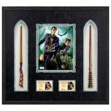 Load image into Gallery viewer, Oliver &amp; James Phelps Autographed Harry Potter Fred &amp; George Weasley 8×10 Photo With Wands Framed Display