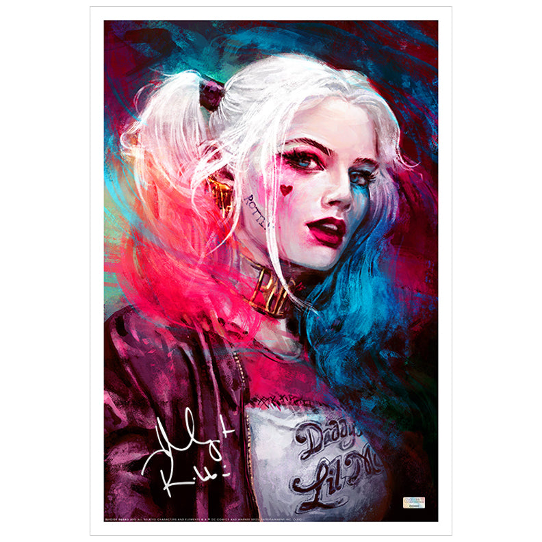 Margot Robbie Autographed Alice Zhang Harley Quinn Hit Me With Your Best Shot 13×19 Giclée Print
