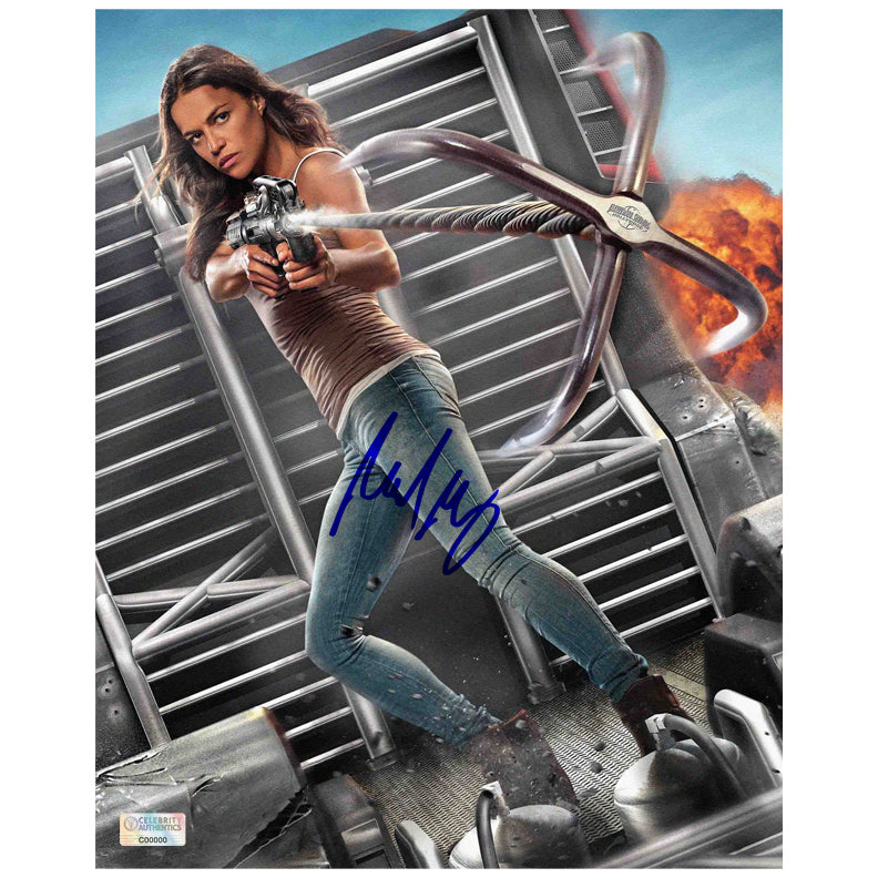 Michelle Rodriguez Autographed Universal Studios Fast and Furious Ride 8x10 Photo