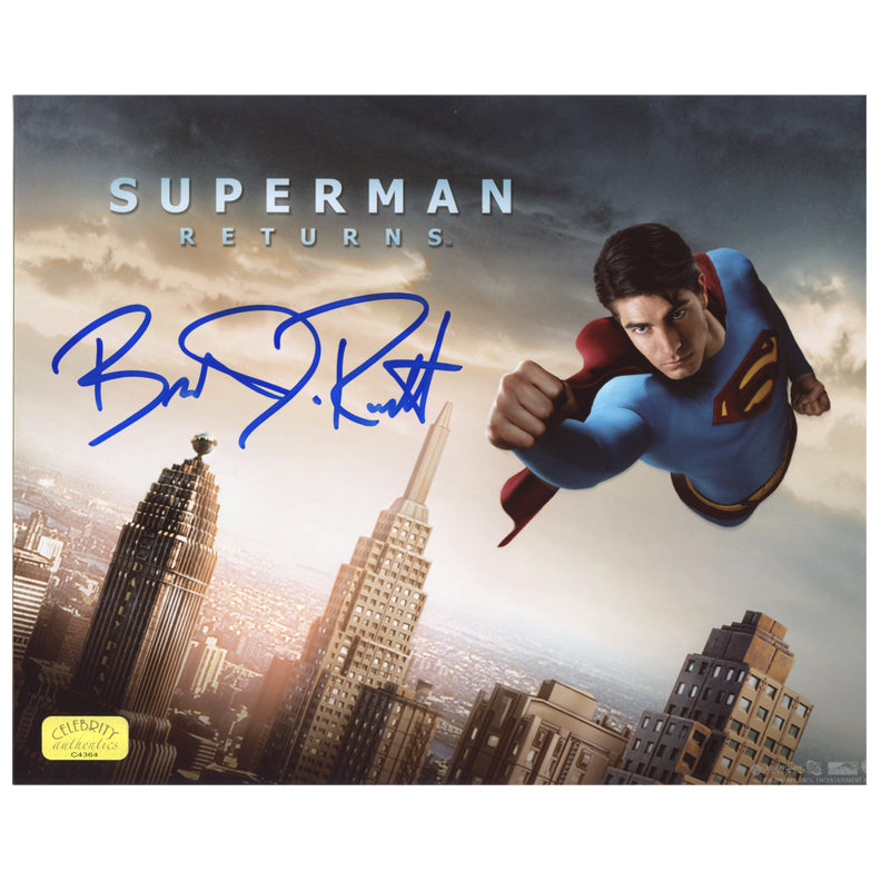 Brandon Routh Autographed Superman Returns Flying Over City 8x10 Photo