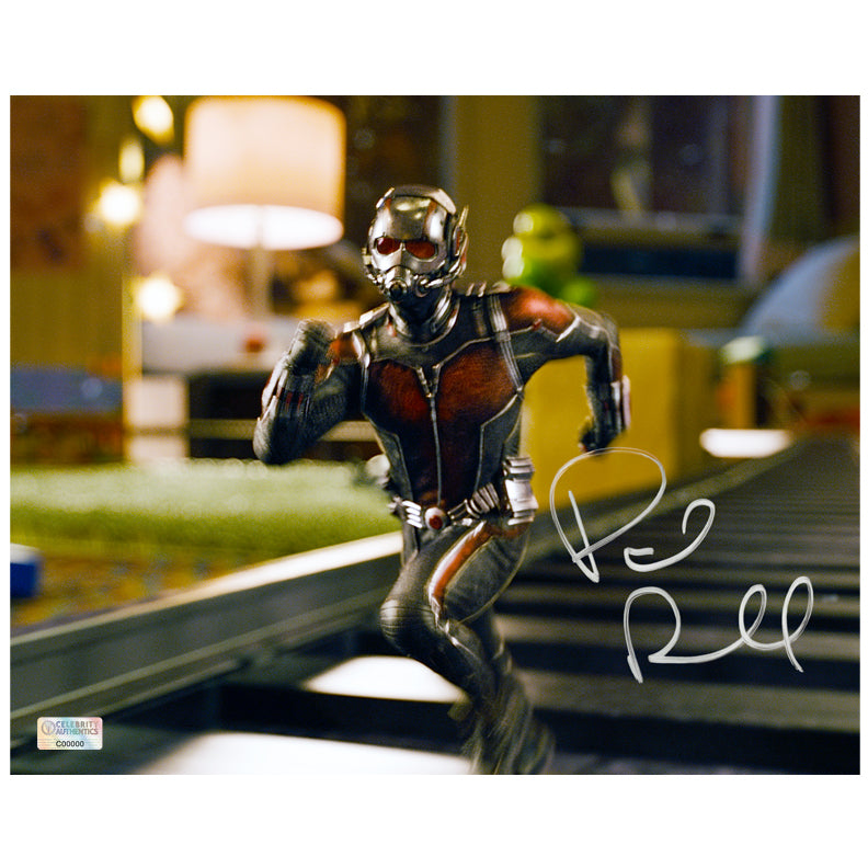 Paul Rudd Autographed Ant-Man Train Tracks 8×10 Photo