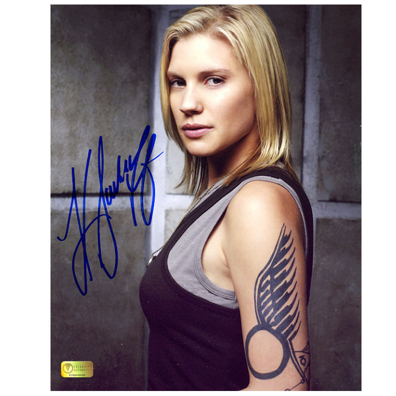 Katee Sackhoff Autographed Battlestar Galactica Starbuck Tattoo 8×10 Photo