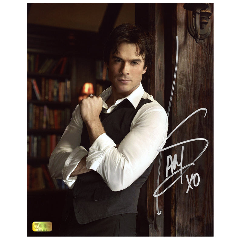 Ian Somerhalder Autographed The Vampire Diaries Library 8x10 Photo