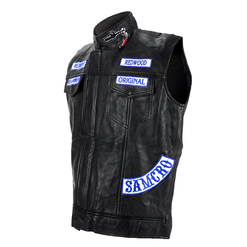 Charlie Hunnam, Ron Perlman Sons of Anarchy Cast Autographed Jax President Leather Vest