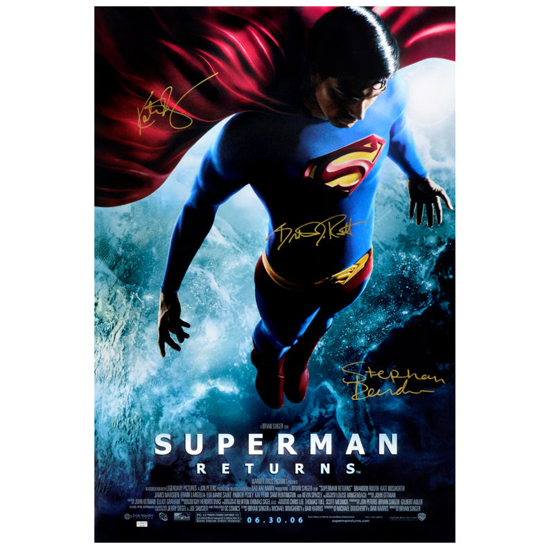 Brandon Routh, Kate Bosworth and Stephan Bender Autographed Superman Returns Original Double Sided 27x40 Poster