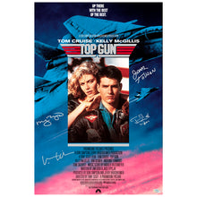 Load image into Gallery viewer, Val Kilmer, Tom Skerritt, James Tolkan Top Gun Cast Autographed 16x24 Movie Poster