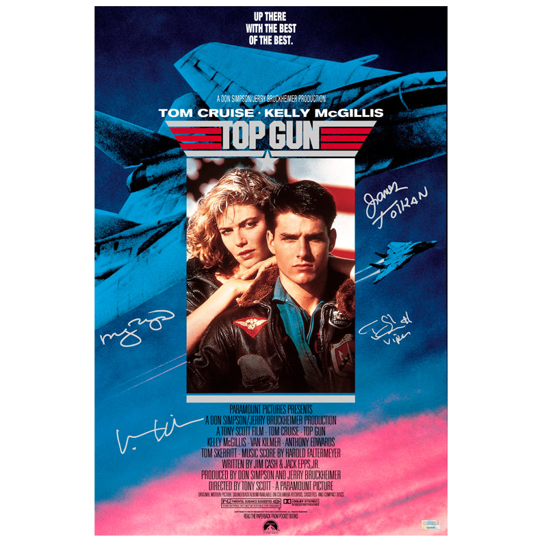 Val Kilmer, Tom Skerritt, James Tolkan Top Gun Cast Autographed 16x24 Movie Poster