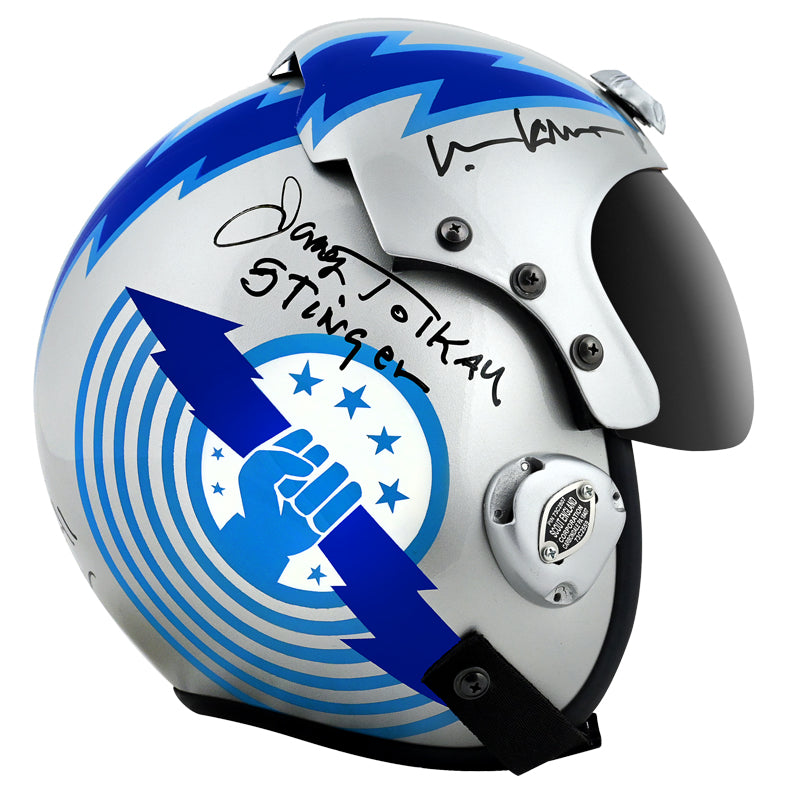 Val Kilmer, Meg Ryan, Tom Skerritt, and James Tolkam Autographed Top Gun Iceman Authentic Aviator Helmet