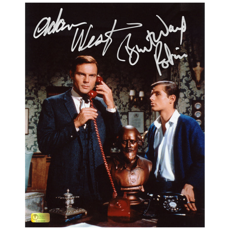 Adam West and Burt Ward Autographed Classic Batman Batphone 8x10 Photo